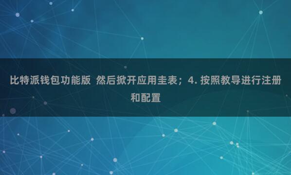 比特派钱包功能版 然后掀开应用圭表;4. 按照教导进行注册和配置