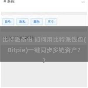 比特派备份 如何用比特派钱包(Bitpie)一键同步多链资产？