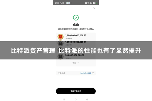 比特派资产管理  比特派的性能也有了显然擢升